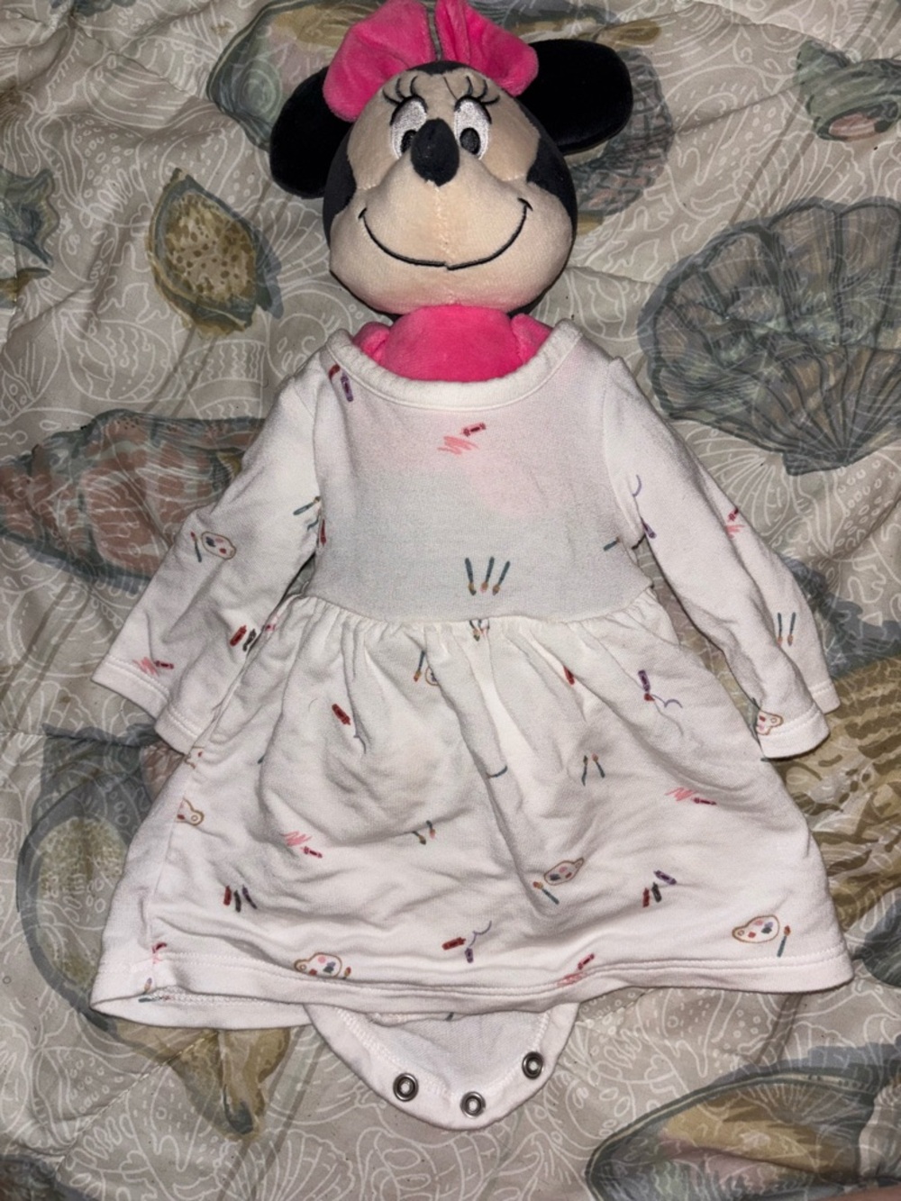 Carter's Cream Preemie Baby Dress with Paint Palette Design